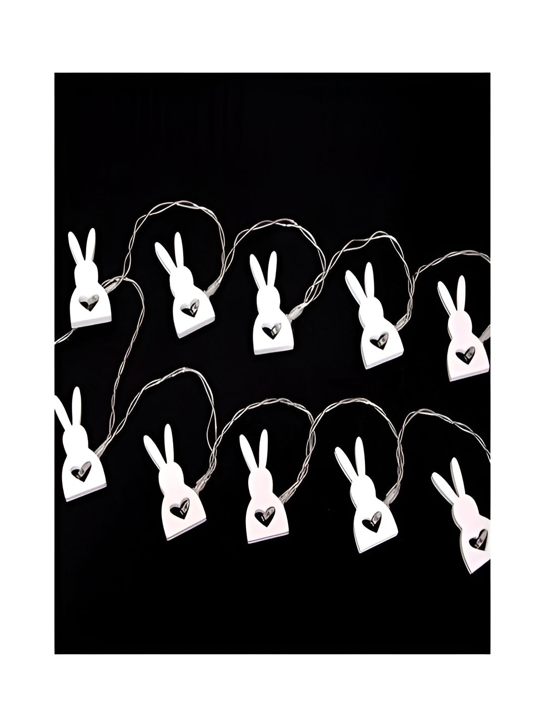 KAVYARA White Rabbit Shape Wooden String Lights-picture-49