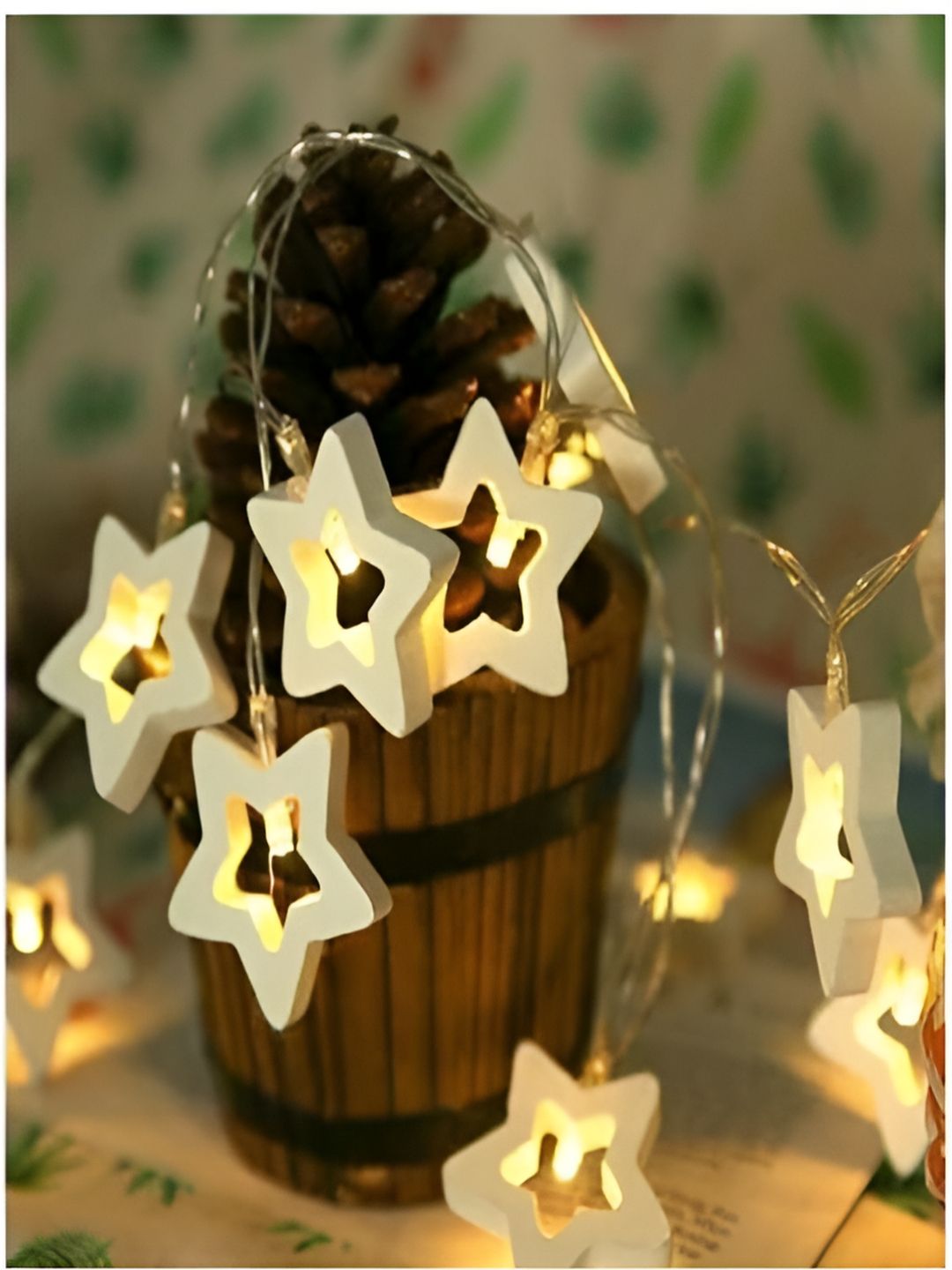 KAVYARA White Star Shape Wooden String Light-image-26