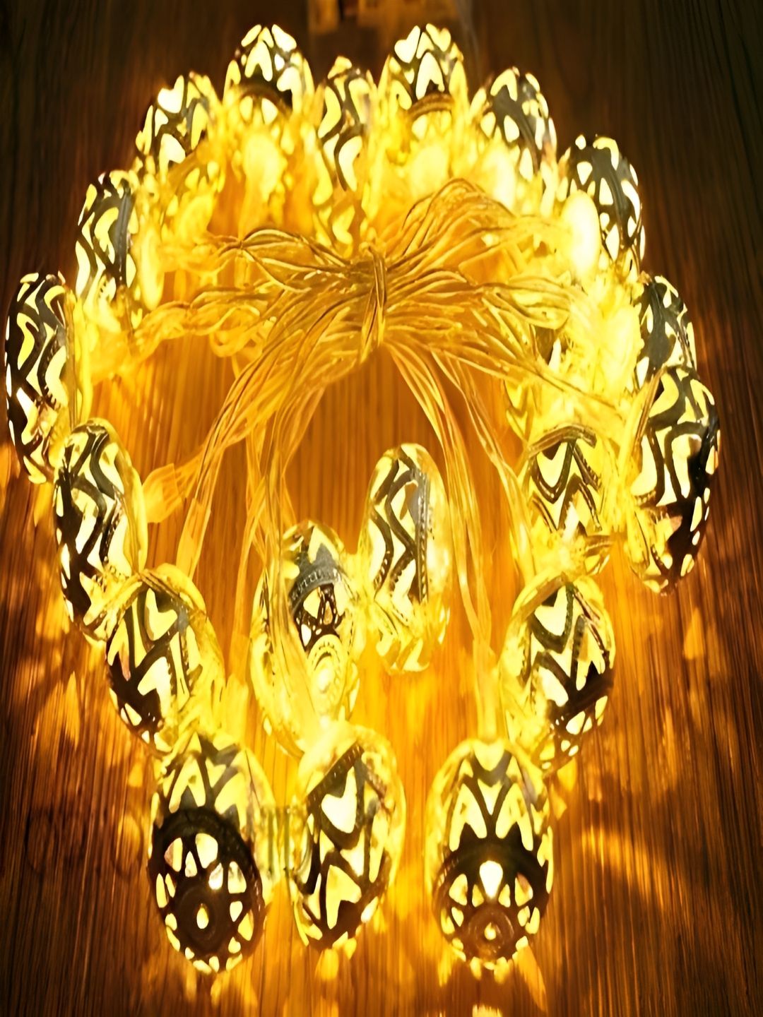 KAVYARA Gold Toned & White Ball Shape Metal String Lights-picture-46
