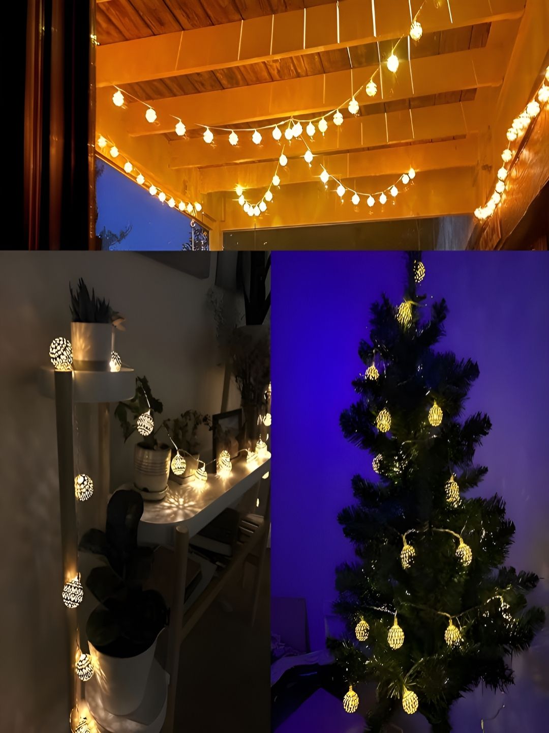 KAVYARA Gold-Toned & White Ball Shape String Lights-picture-14