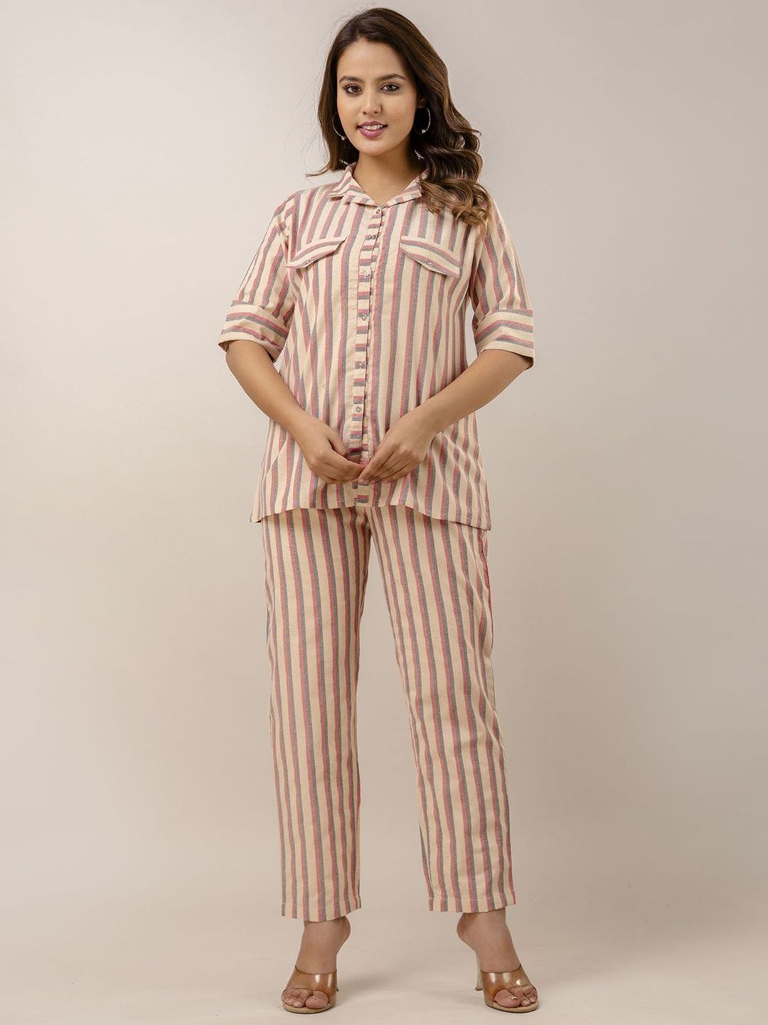 CORDSET Striped Printed Pure Cotton Shirt & Trouser-picture-22