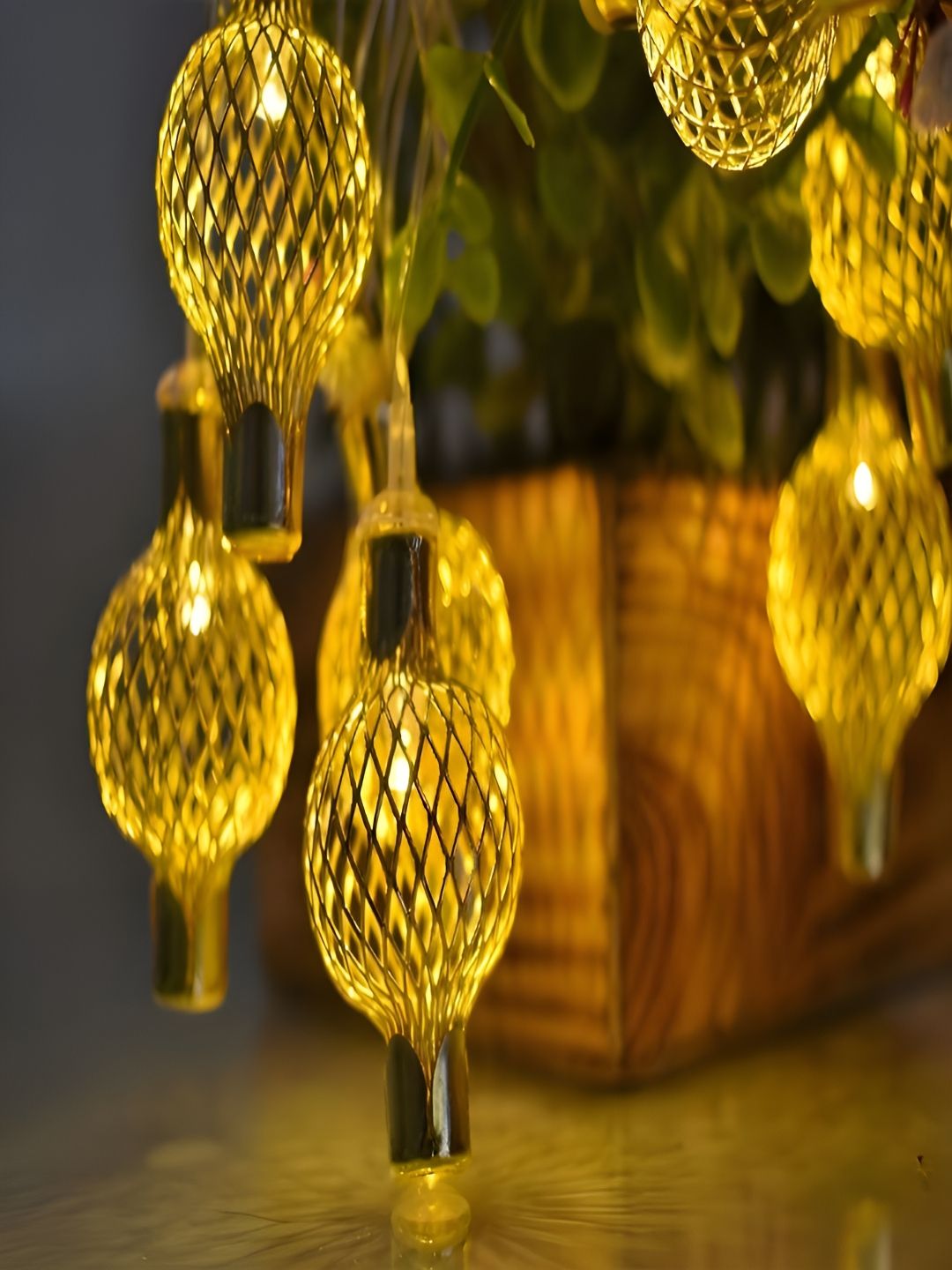 KAVYARA Gold-toned & White Ball Shape Metal String Lights-picture-28