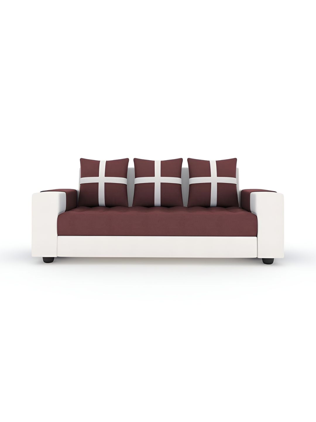 Torque Brown & White 3 Seater Sofa Set-image-35