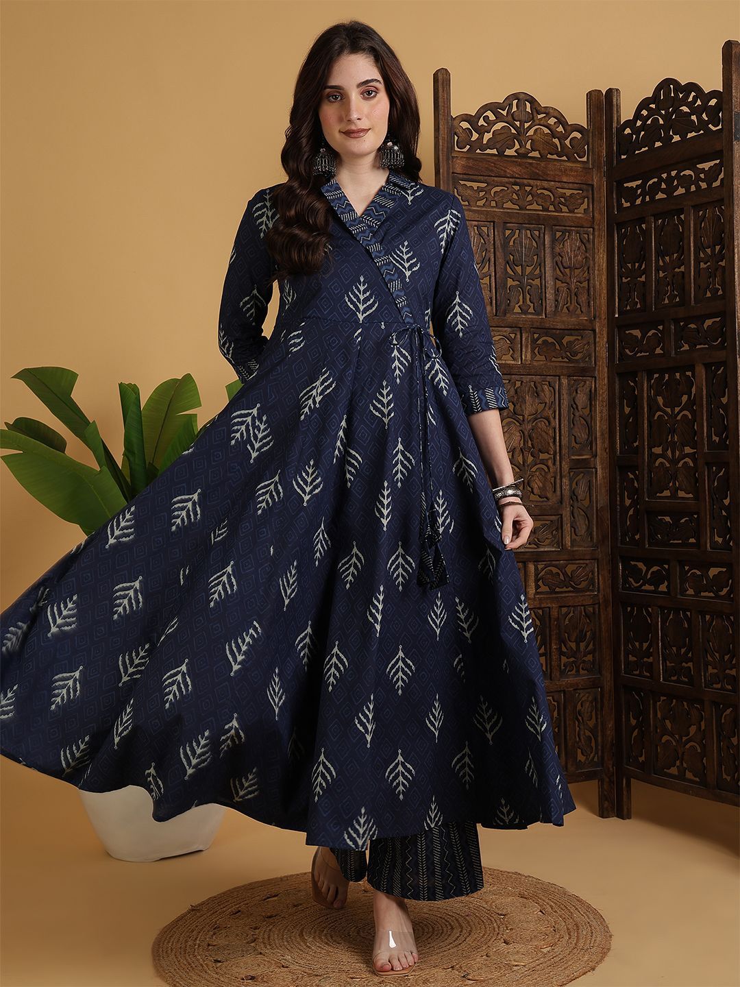 Sangria Ethnic Motifs Printed Regular Pure Cotton Kurta with Palazzo-picture-22