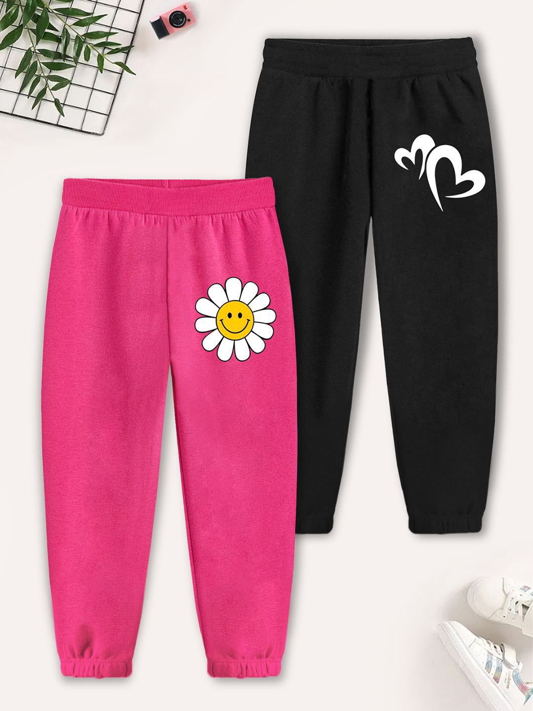 YK X Trampoline Girls Pack Of 2 Printed Cotton Mid-Rise Joggers-picture-39