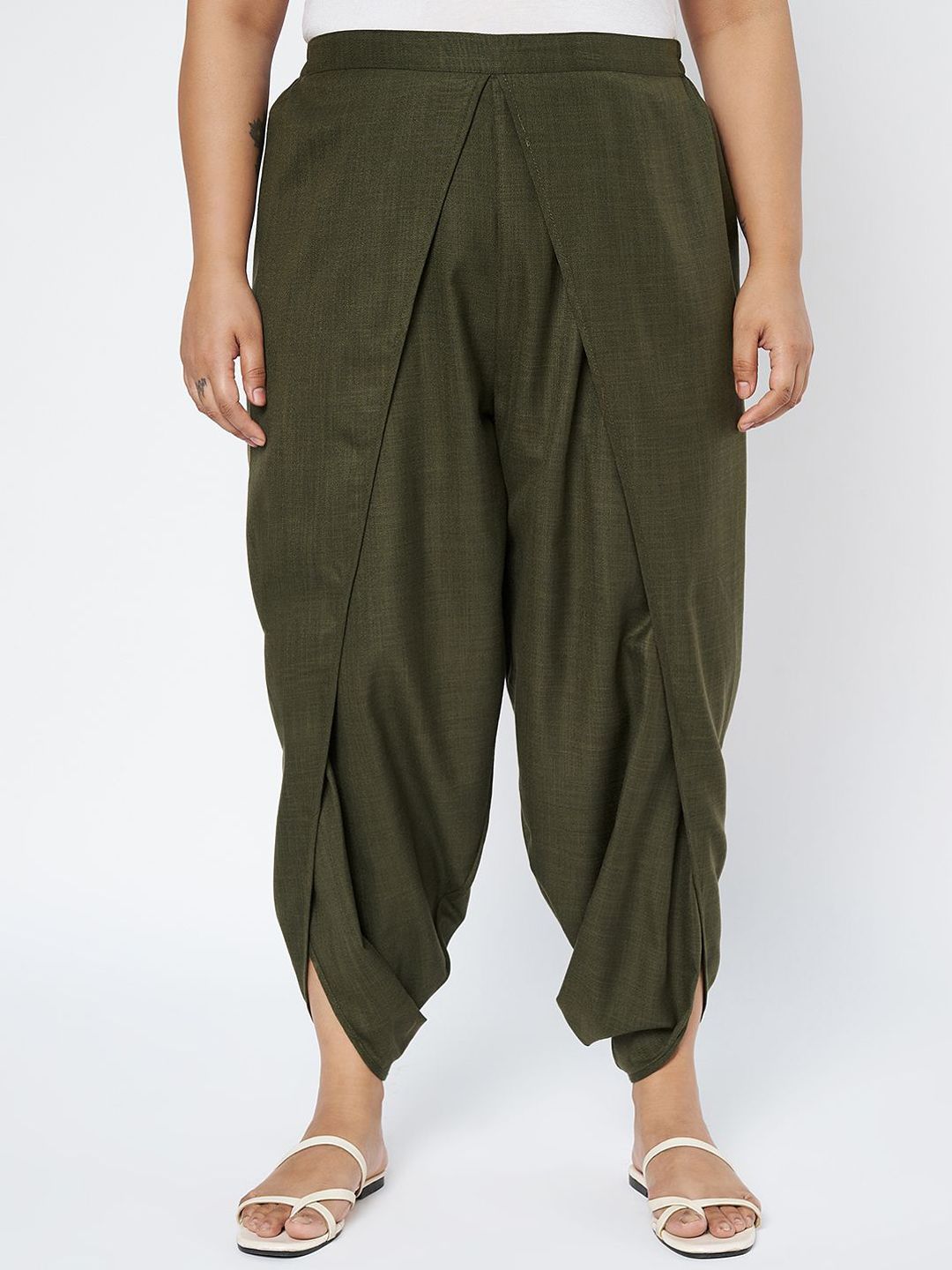 9rasa 9rasaWomen Plus Size Cotton Solid Dhoti Pant-picture-16