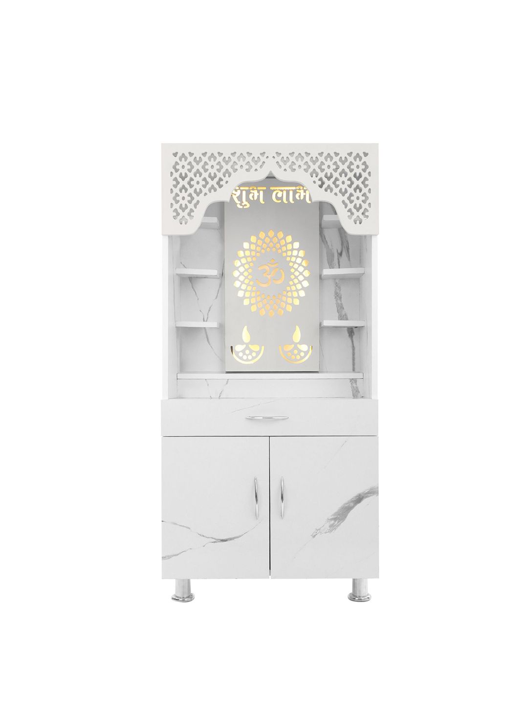 Old Wolf Furniture White Engineered Wood LED Light Home Temple