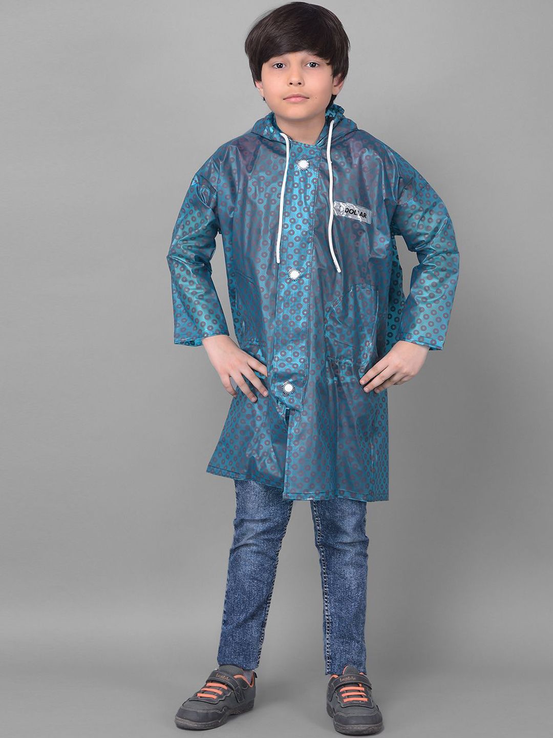 Dollar Boys Circle Printed Hooded Rain Jacket-image-43