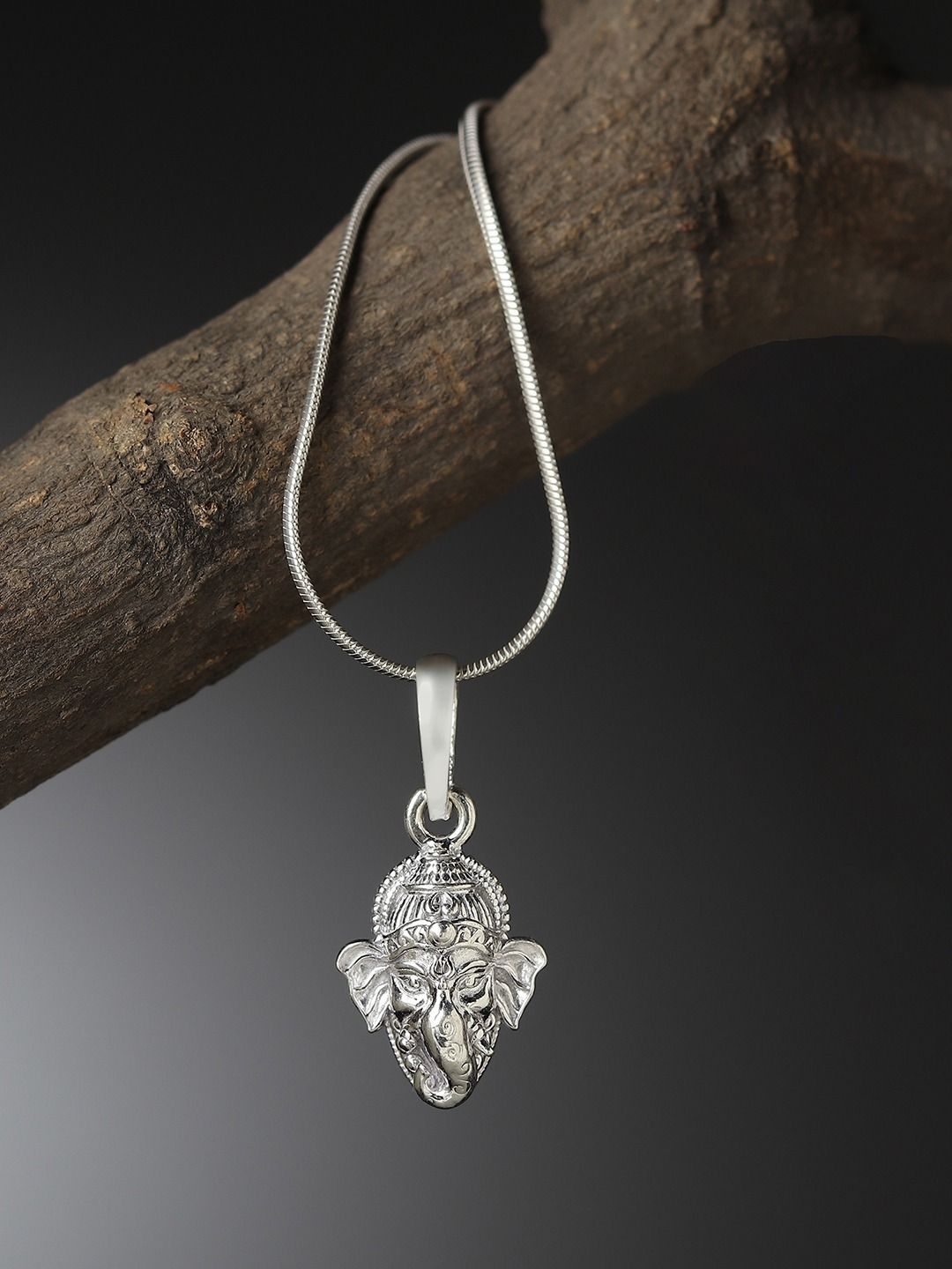 AKSHAT SAPPHIRE Unisex 92.5 Sterling Silver Ganesha Pendant With Chain-image-37