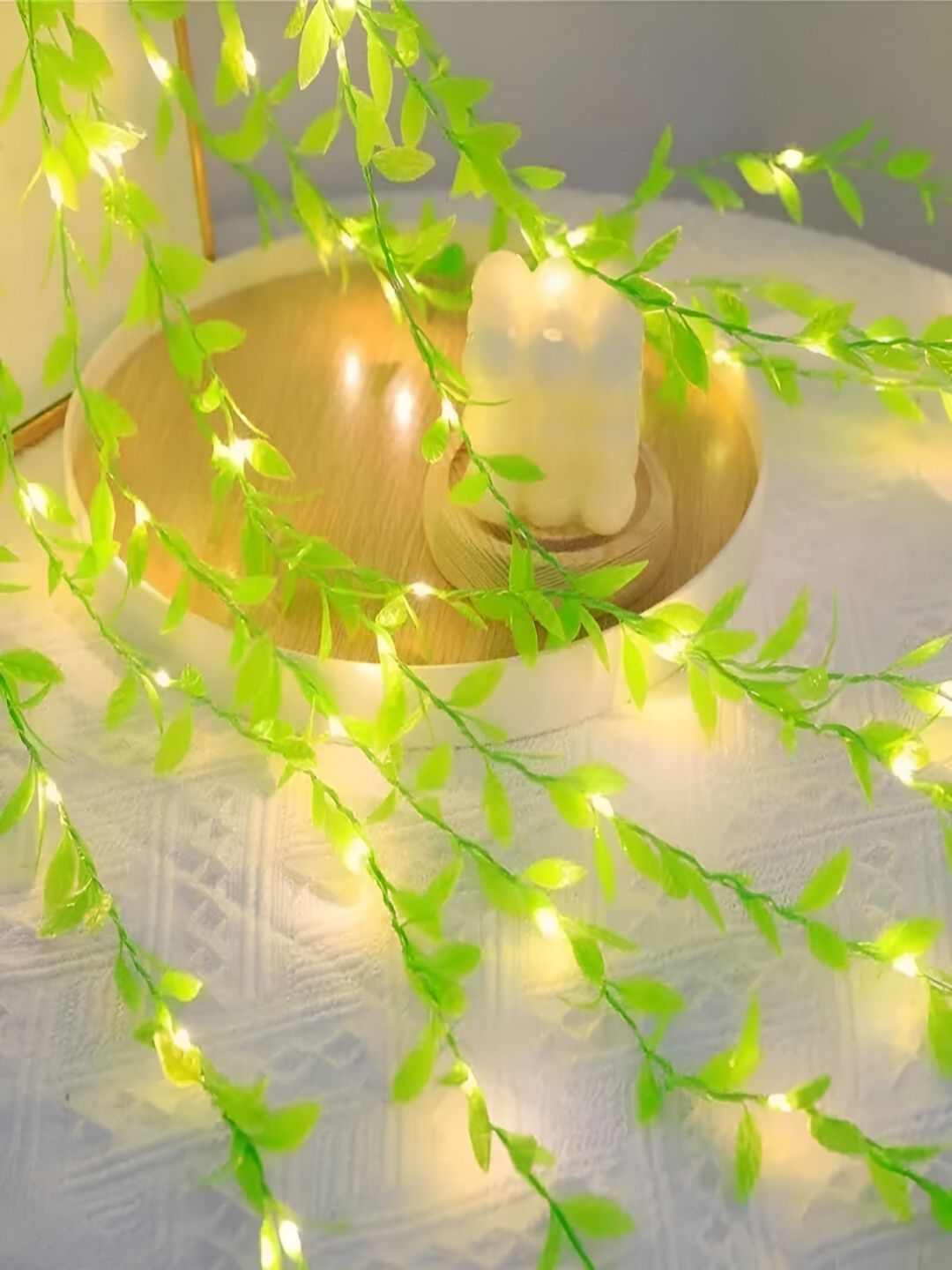 KAVYARA White & Green Rice Shape Leaves String Lights-image-17