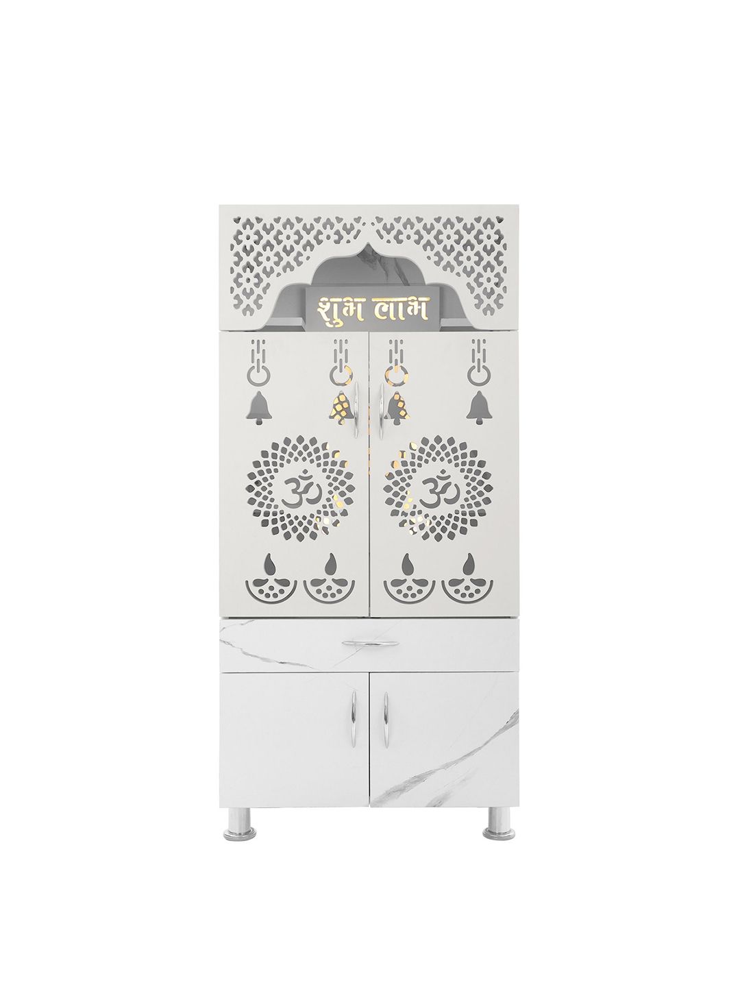 Old Wolf Furniture White Engineered Wood LED Light Home Temple