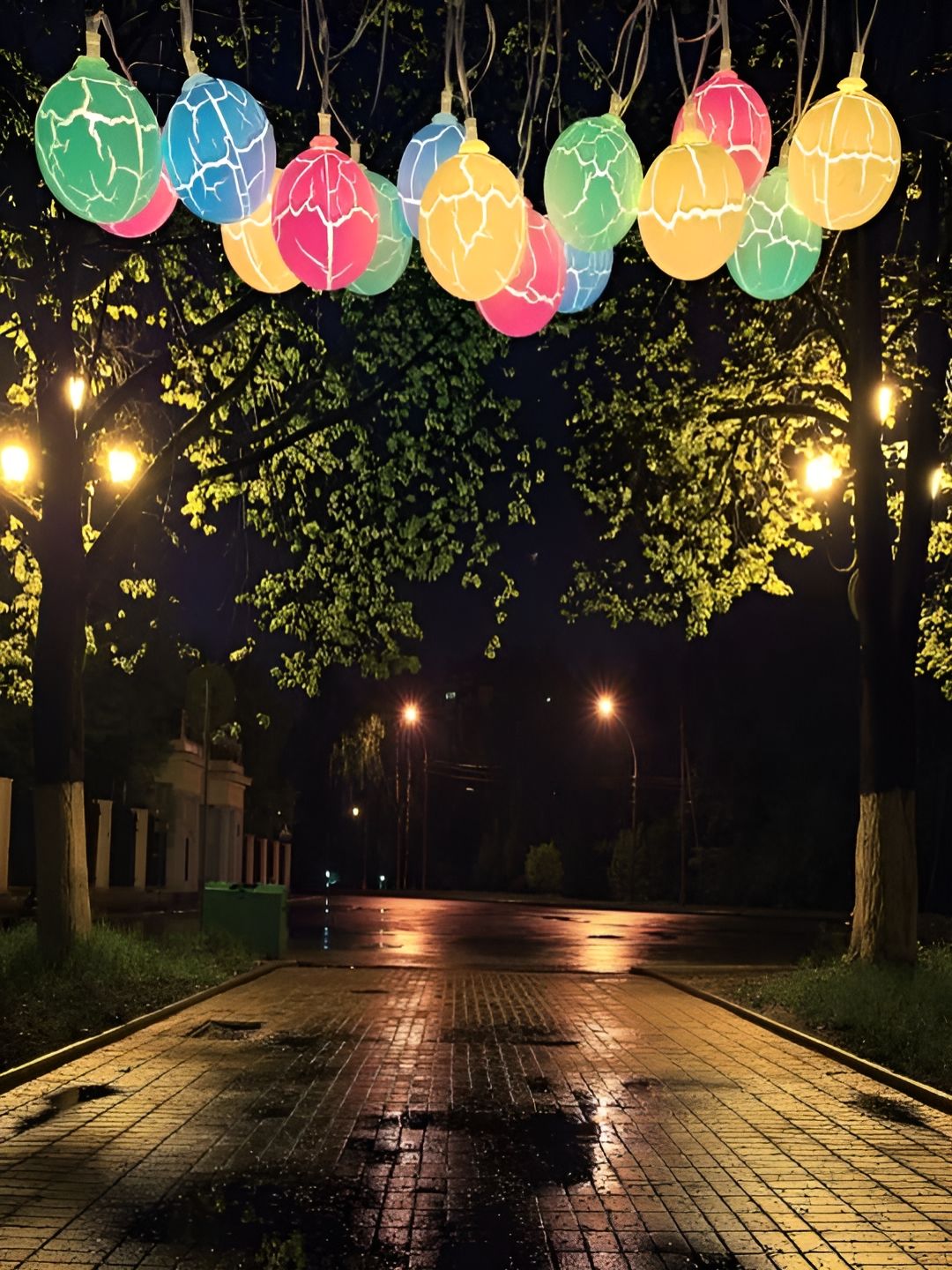 KAVYARA Blue & Yellow Ball Shape String Lights-image-9