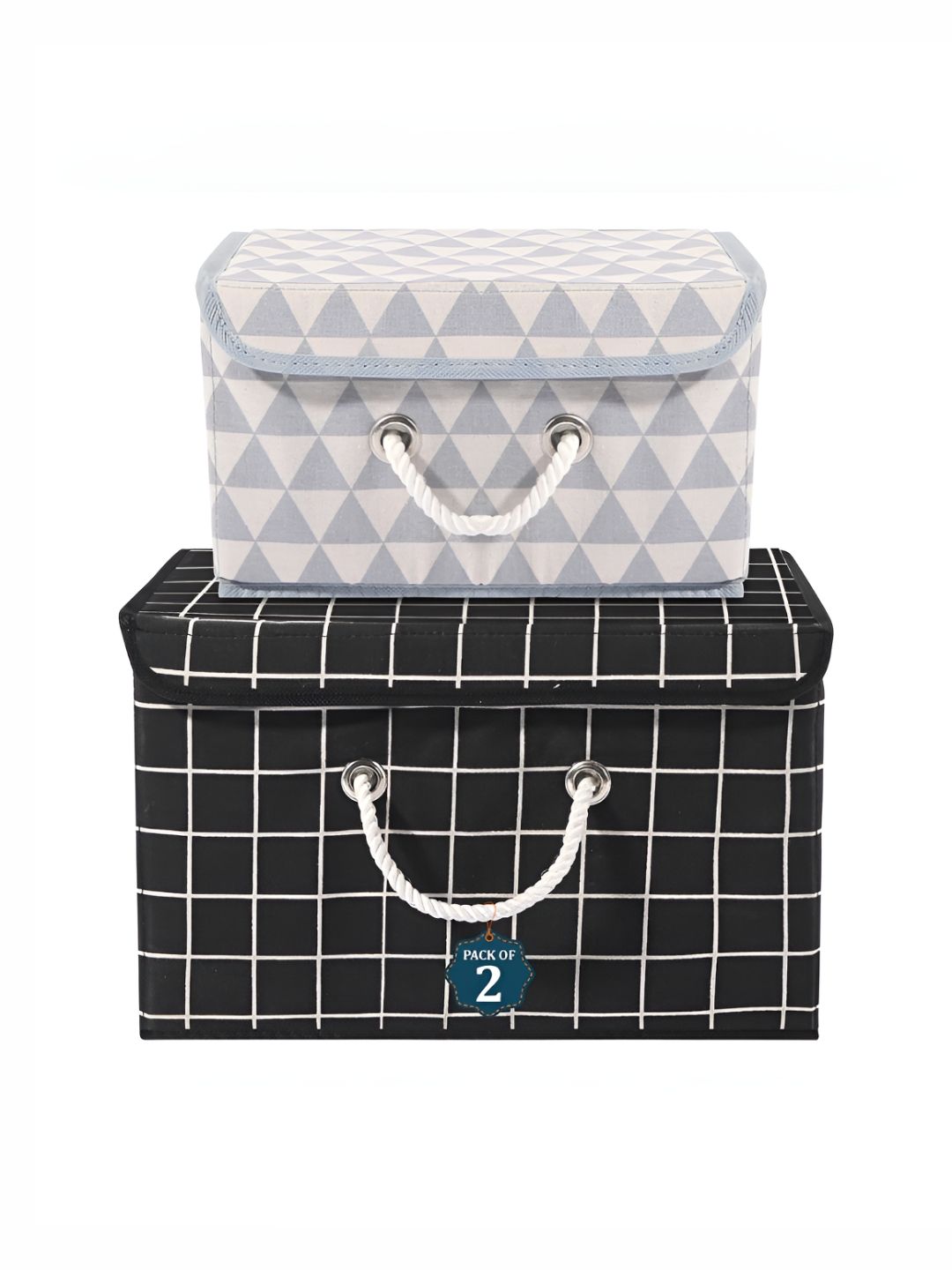 Aura Black & Grey 2 Pieces Multipurpose Storage Box With Lid & Handle-image-39