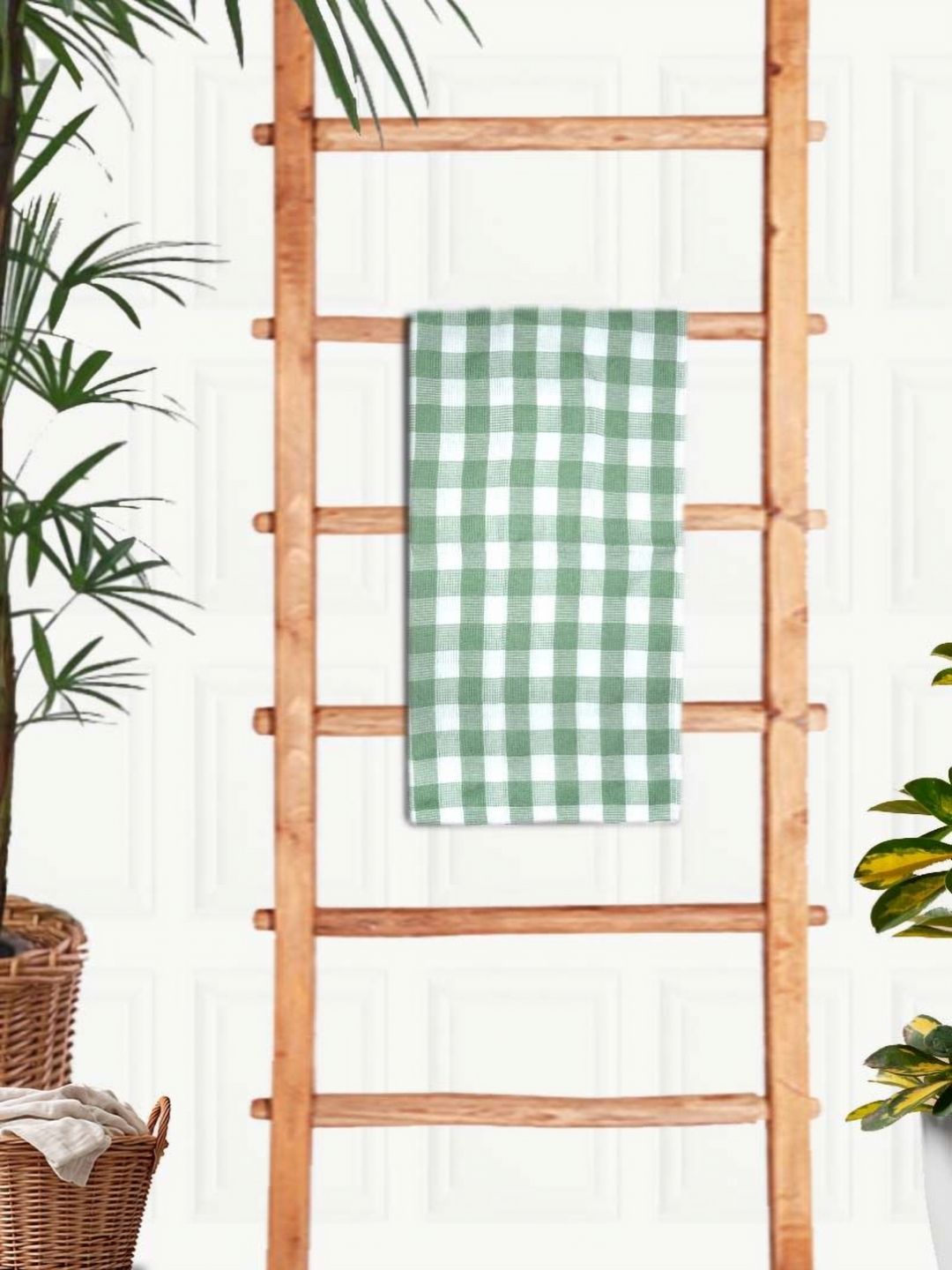 Aura Green & White Striped Cotton 210 GSM Bath Towel-picture-30