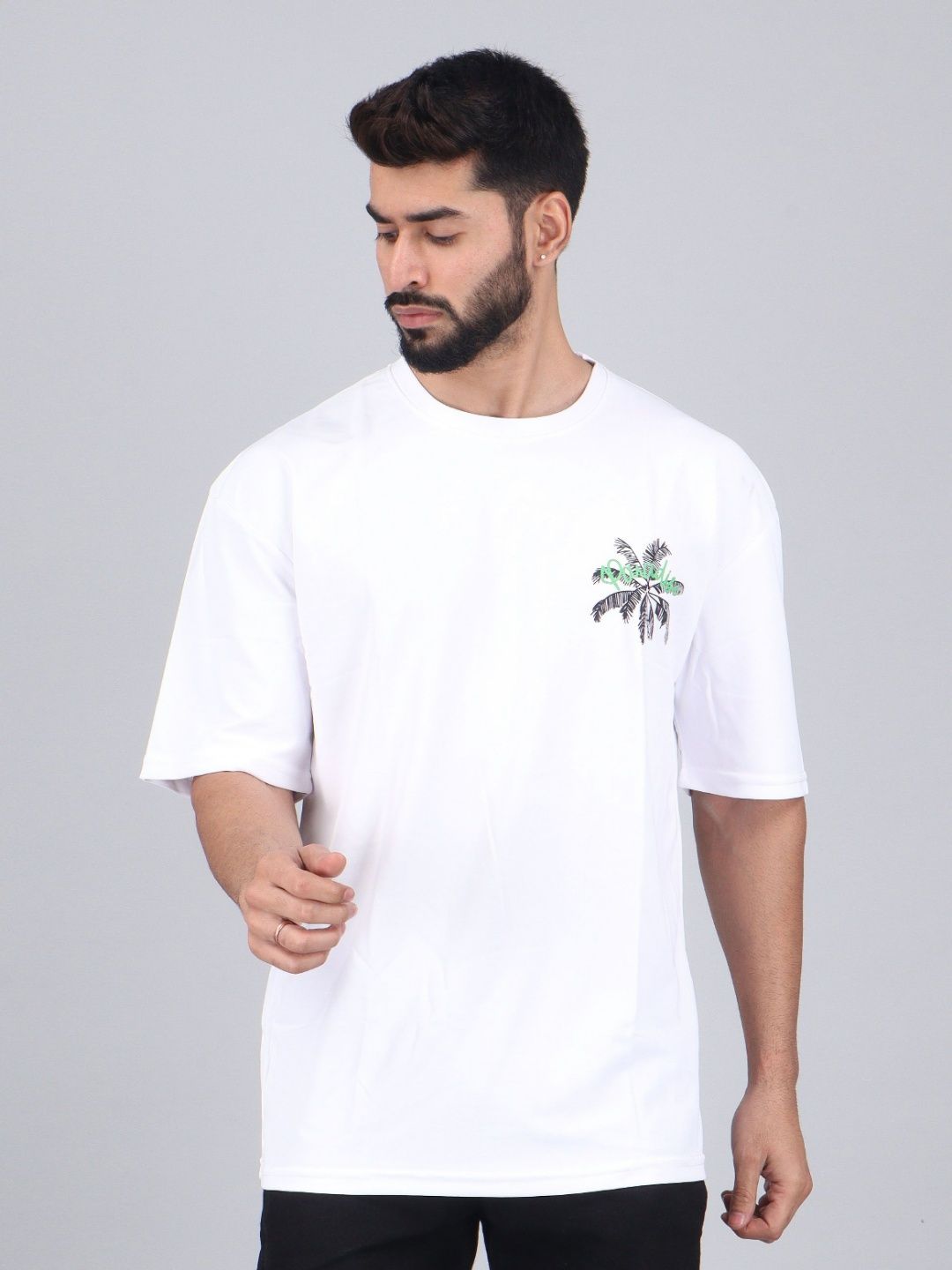 WILD ELEPHANT Men Printed Drop-Shoulder Sleeves Applique T-shirt-picture-28