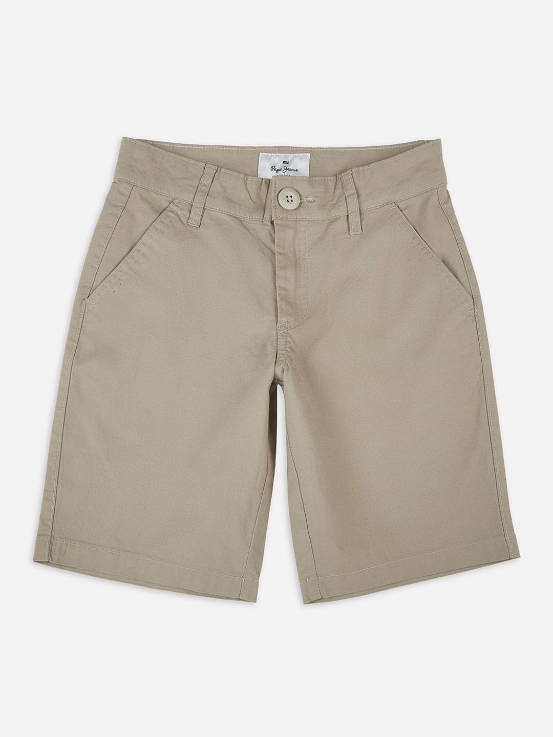 Pepe Jeans Boys Beige Mid Rise Stretch Shorts