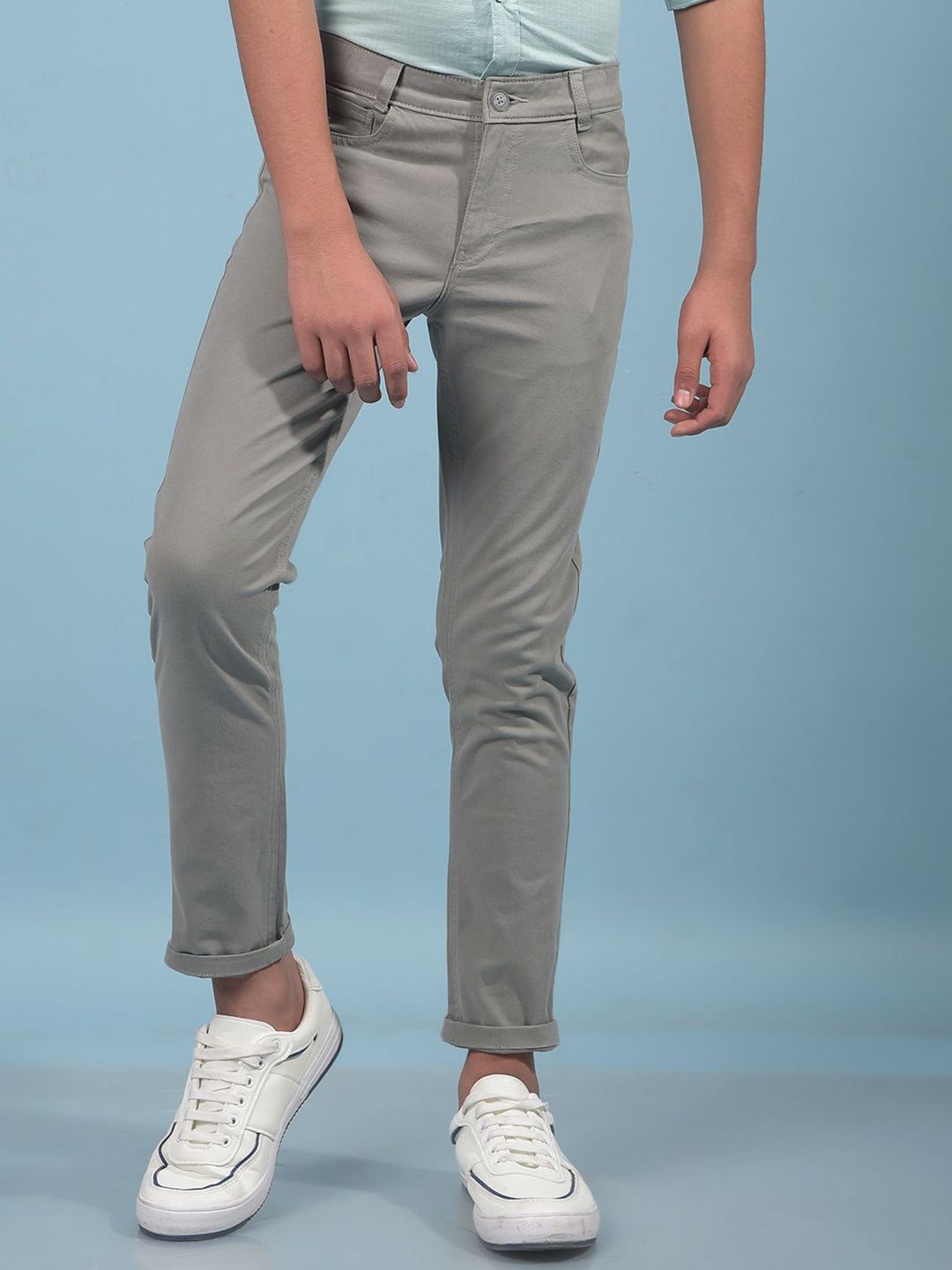 Crimsoune Club Boys Slim Fit Mid Rise Chinos Cotton Trousers