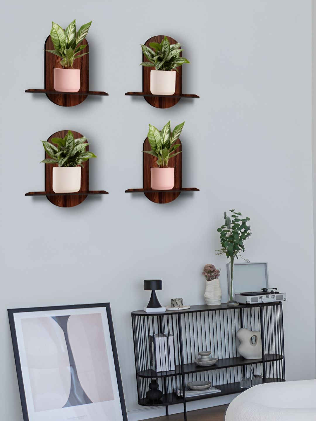 OLIVE TREE Brown 4 Pieces Planter Stand Wall Shelves-picture-49