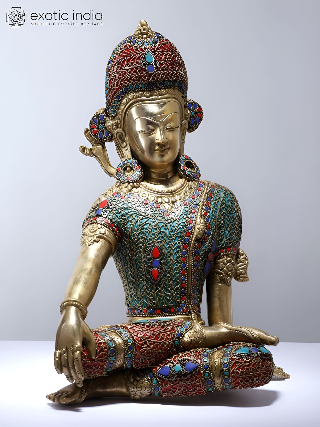 Exotic India Blue Bhagawan Indra Idol Showpiece-image-46