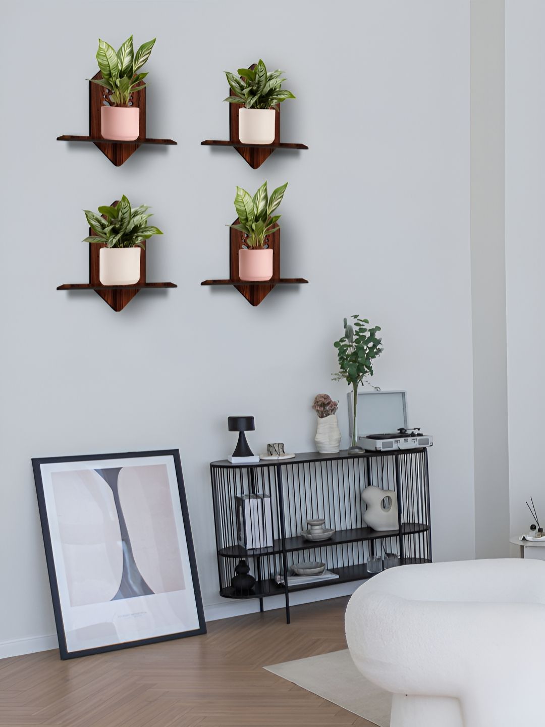 OLIVE TREE Brown 4 Pieces Planter Stand Wall Shelves-image-45