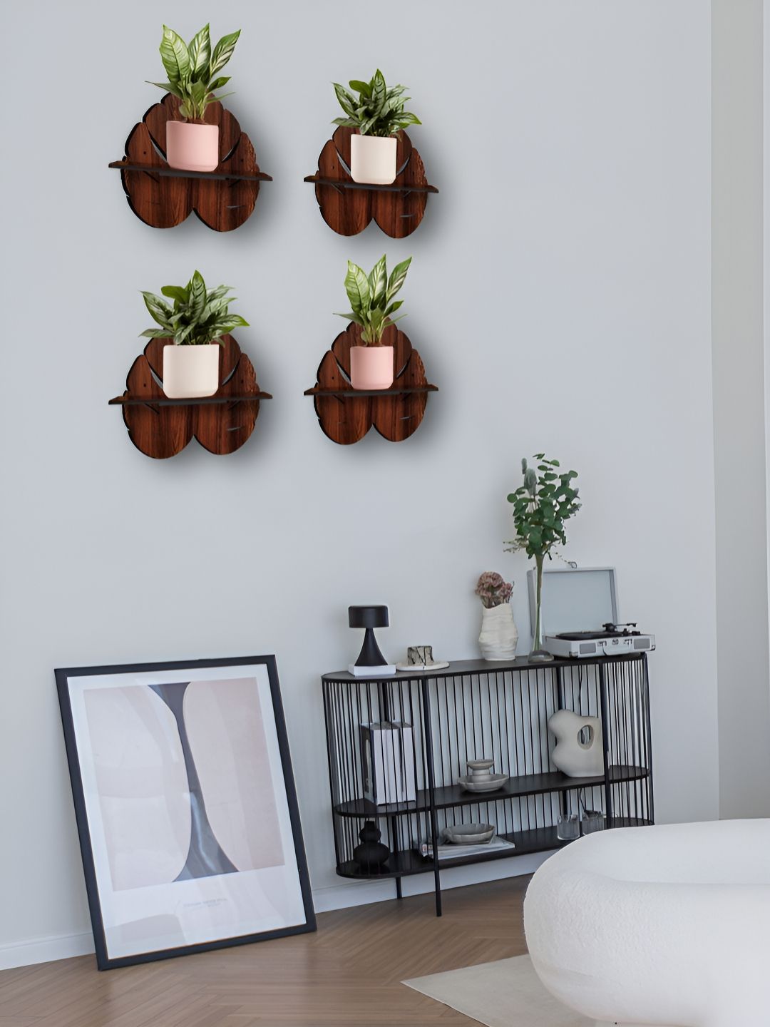 OLIVE TREE Brown 4 Pieces Planter Stand Wall Shelves-picture-55