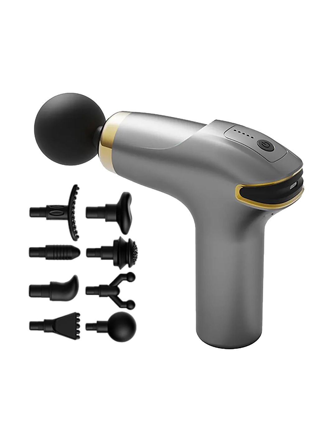 TENS Massage Gun Vibration With 8 Massage Attachments For Full Body - Grey-picture-12