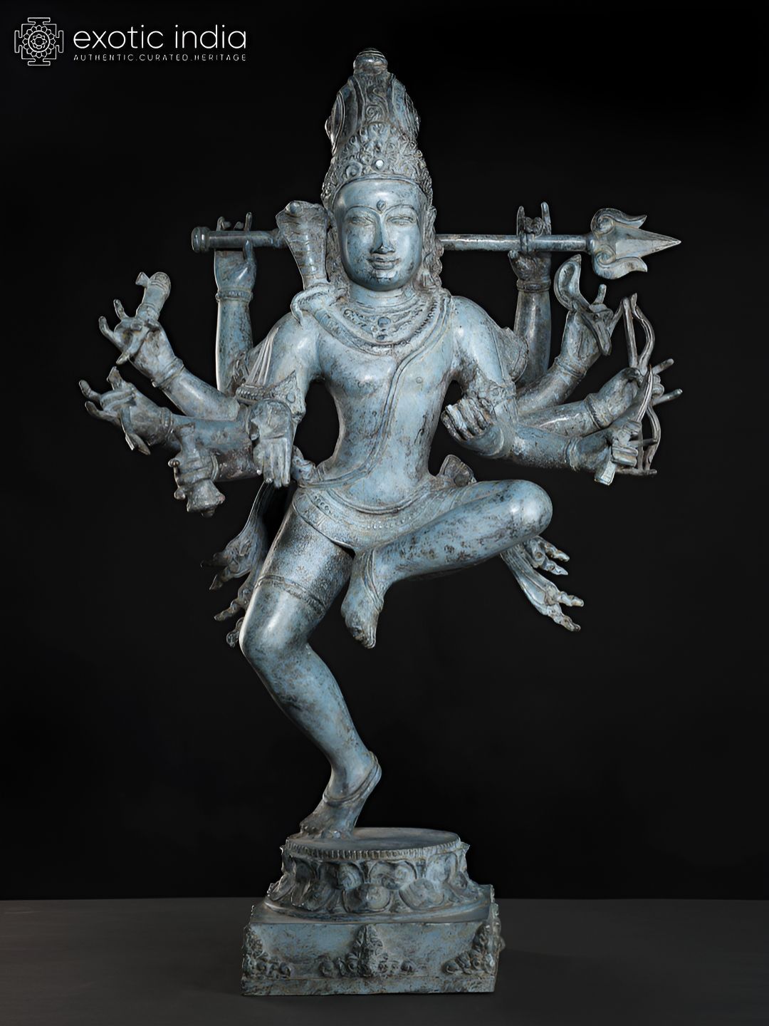 Exotic India Sea Green Eternal Nataraja Idol Showpiece Brass Sculpture-image-20