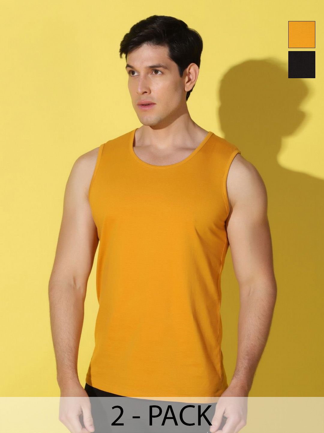 WOOSTRO Men Pack of 2 Solid Round Neck Cotton Slim Fit Sports T-shirts-picture-0