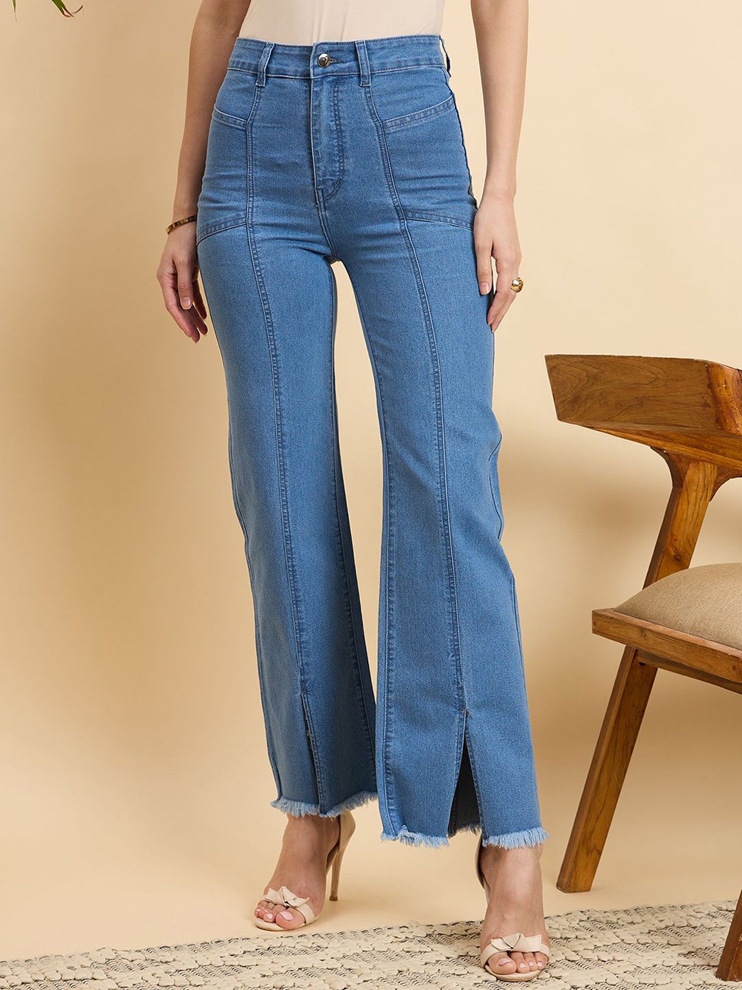 Mast & Harbour Women Flared High-Rise Jeans