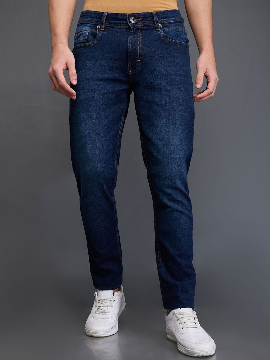 Kenneth Cole Men Slim Fit Mid-Rise Light Fade Jeans-image-5