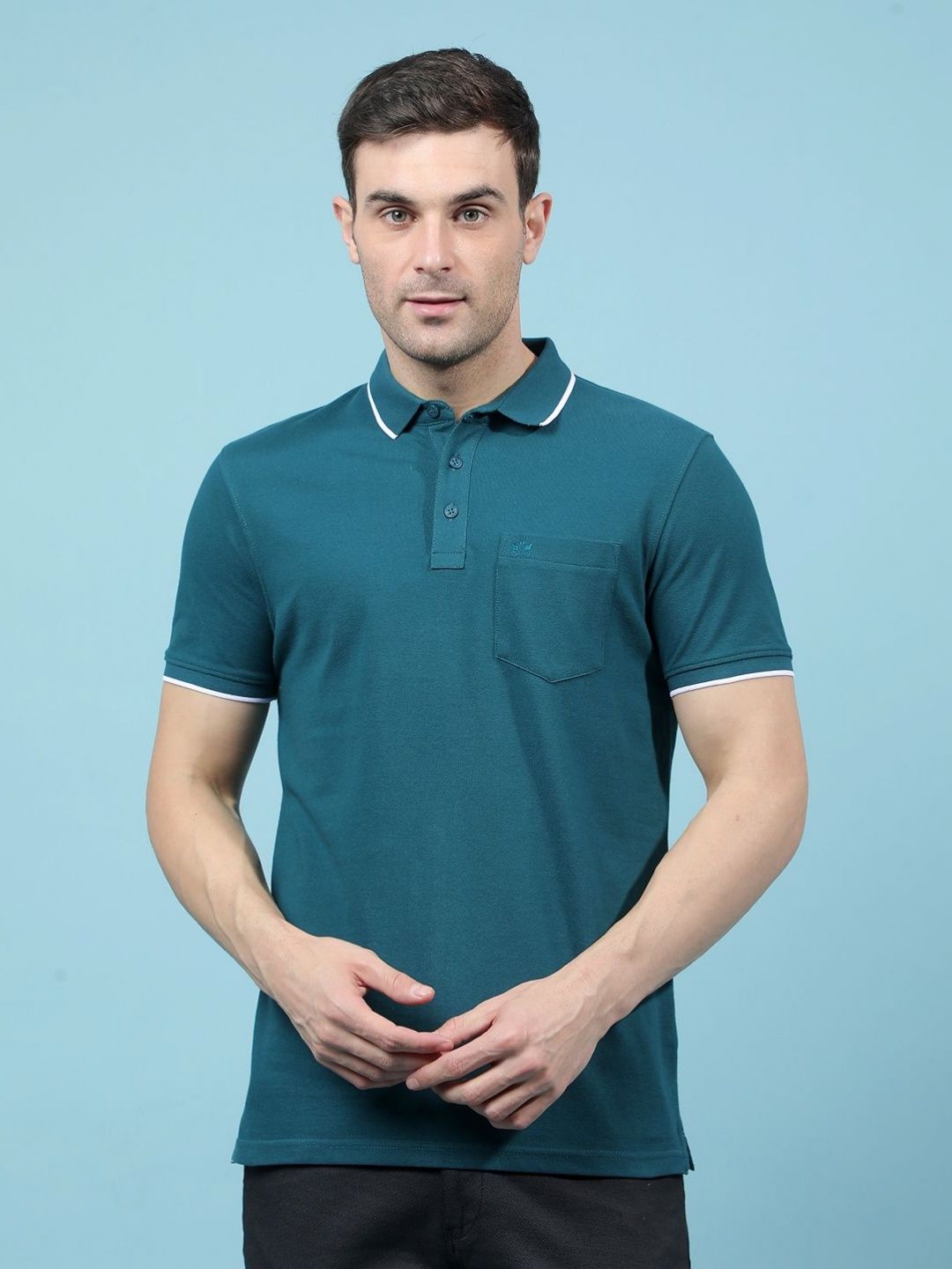 Crimsoune Club Men Solid Polo Collar Slim Fit T-shirt-picture-21