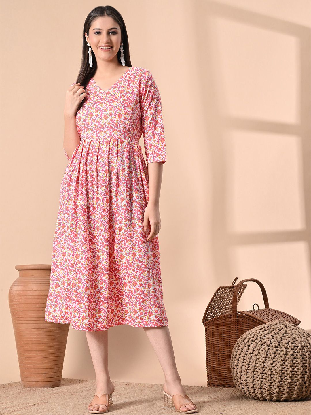 SILAKIVA Women Floral Printed Floral Maternity Anarkali Kurta-picture-17