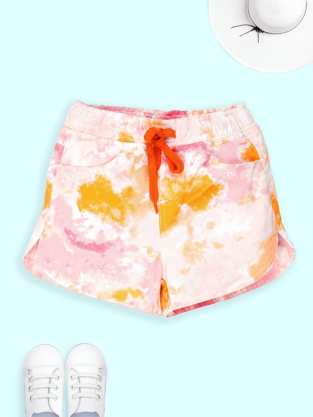 KiddoPanti Girls Floral Printed Regular Fit Mid-Rise Hot Pants Shorts-image-25