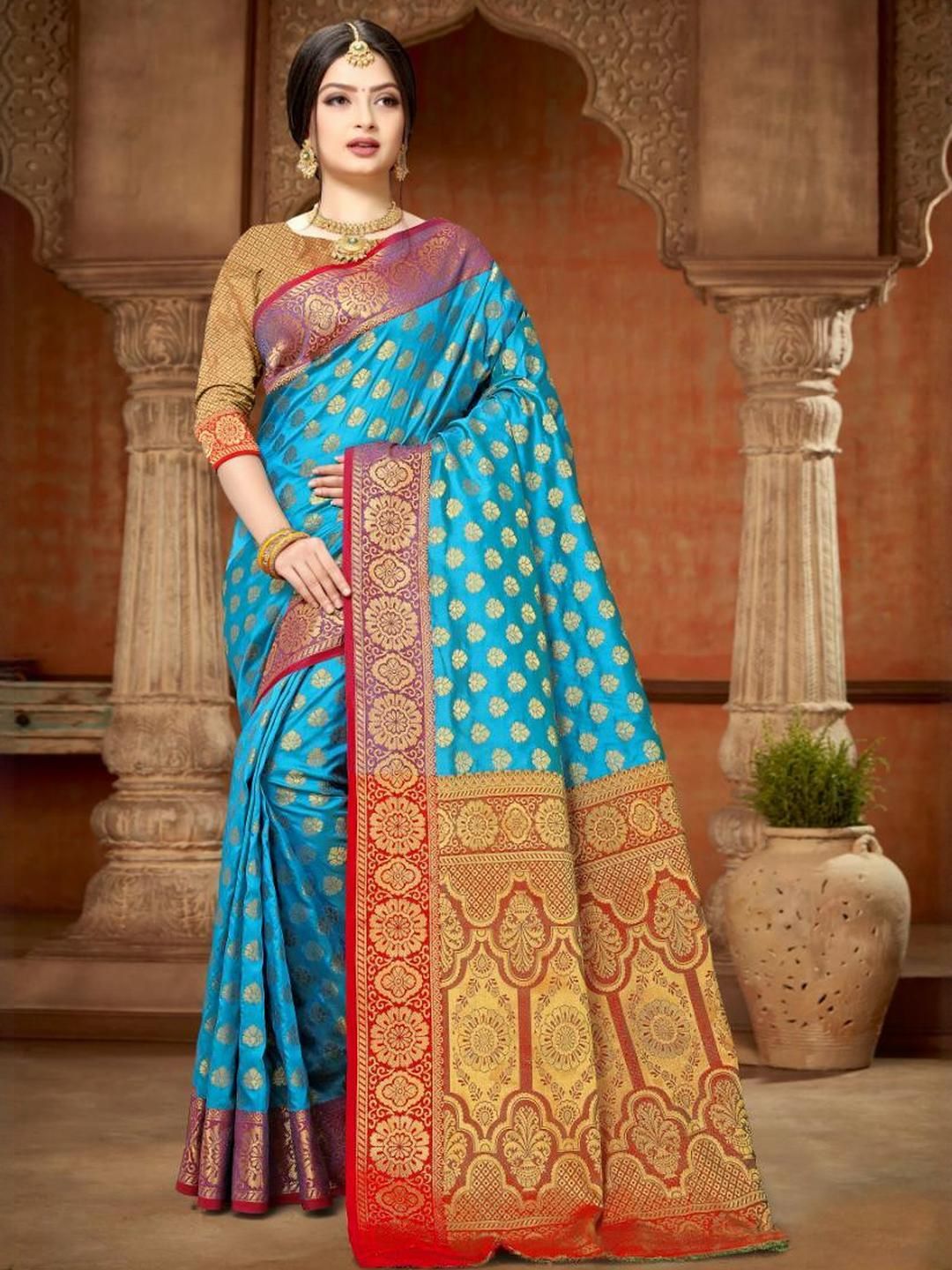 jayant creation Blue Art Silk Barasi Sarees-picture-28