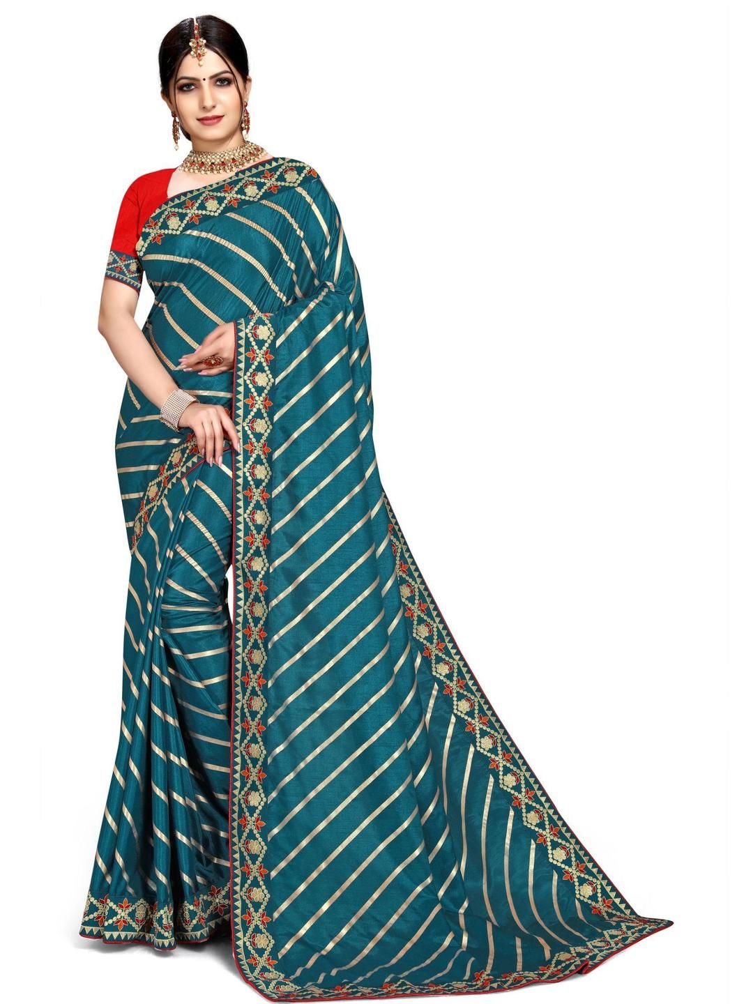 jayant creation Blue Silk Blend Sarees-picture-11