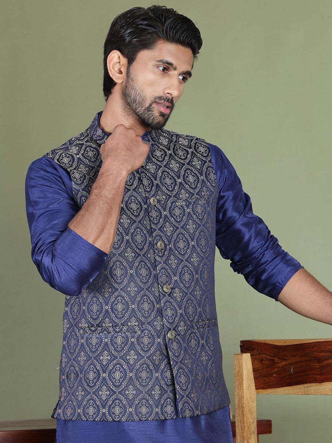 Jompers Men Woven Design Nehru Jacket-picture-25
