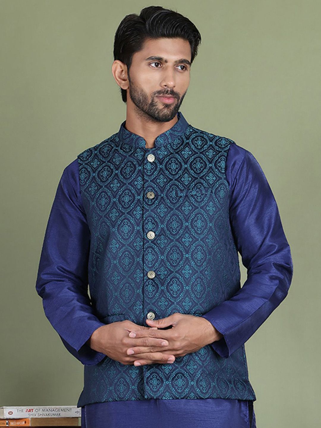Jompers Men Woven Design Nehru Jacket-picture-54