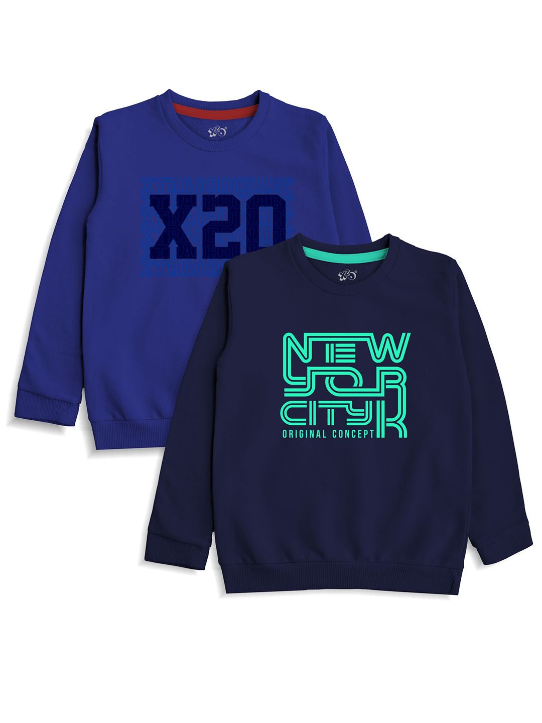 x2o Kids Pack of 2 Typography Printed Cotton Pullover Sweatshirt-image-36