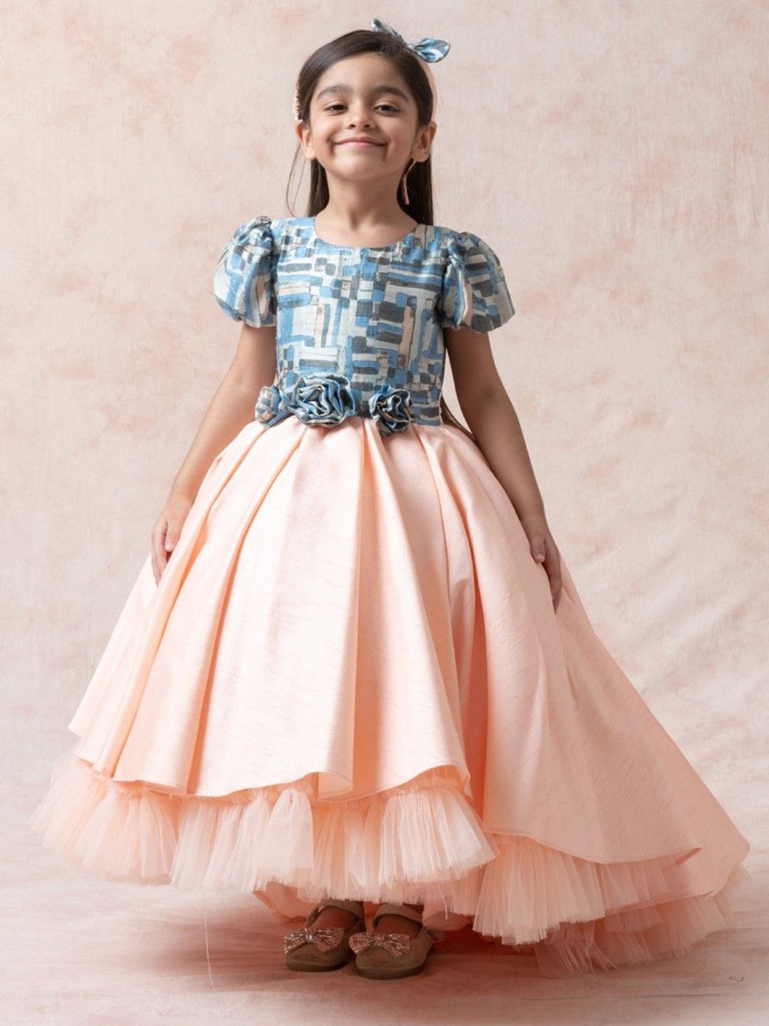 THETAA Girls Printed Silk Fit and Flare Dress-picture-47