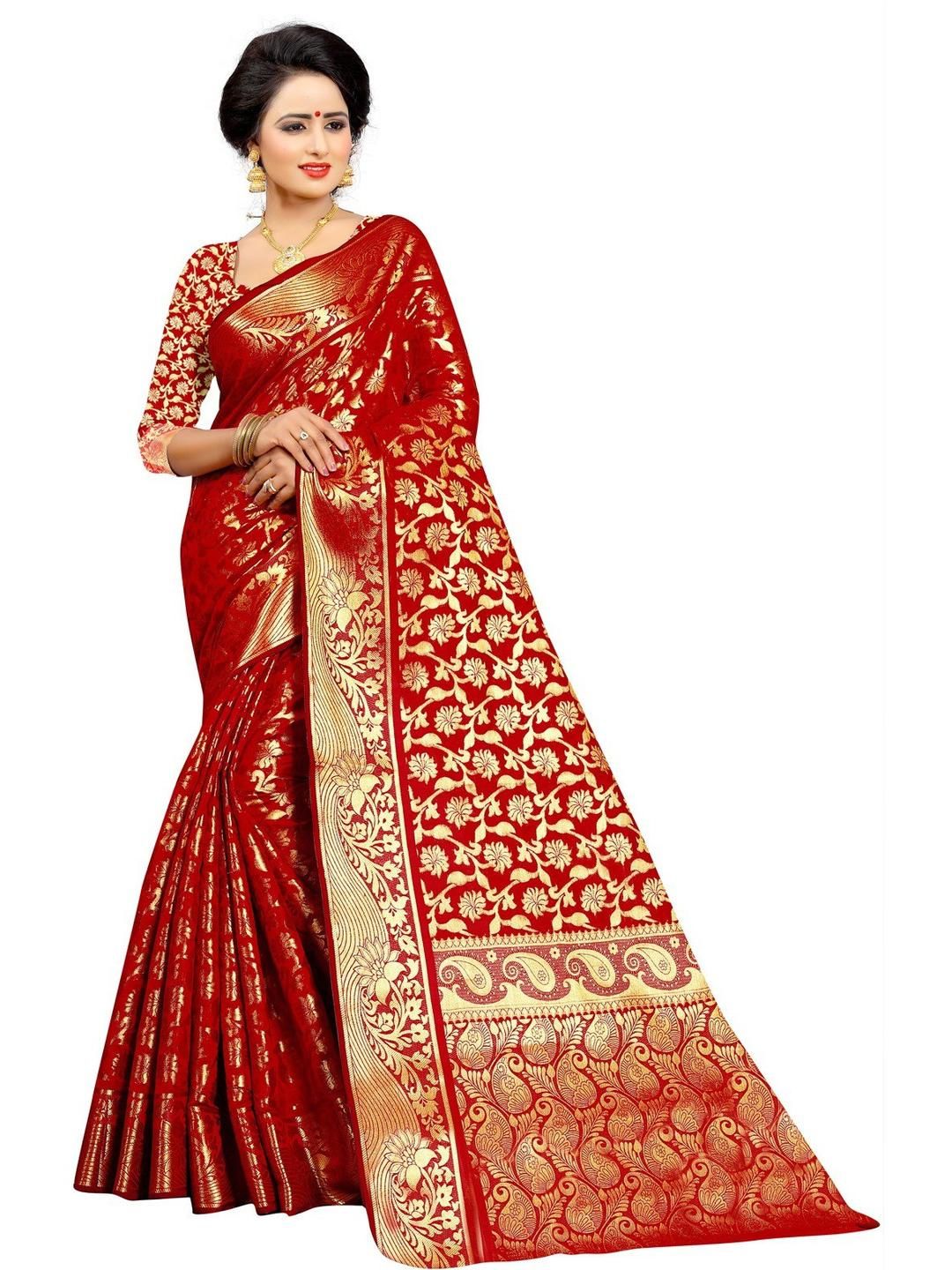 jayant creation Red Silk Blend Kanjeevaram Sarees-picture-40