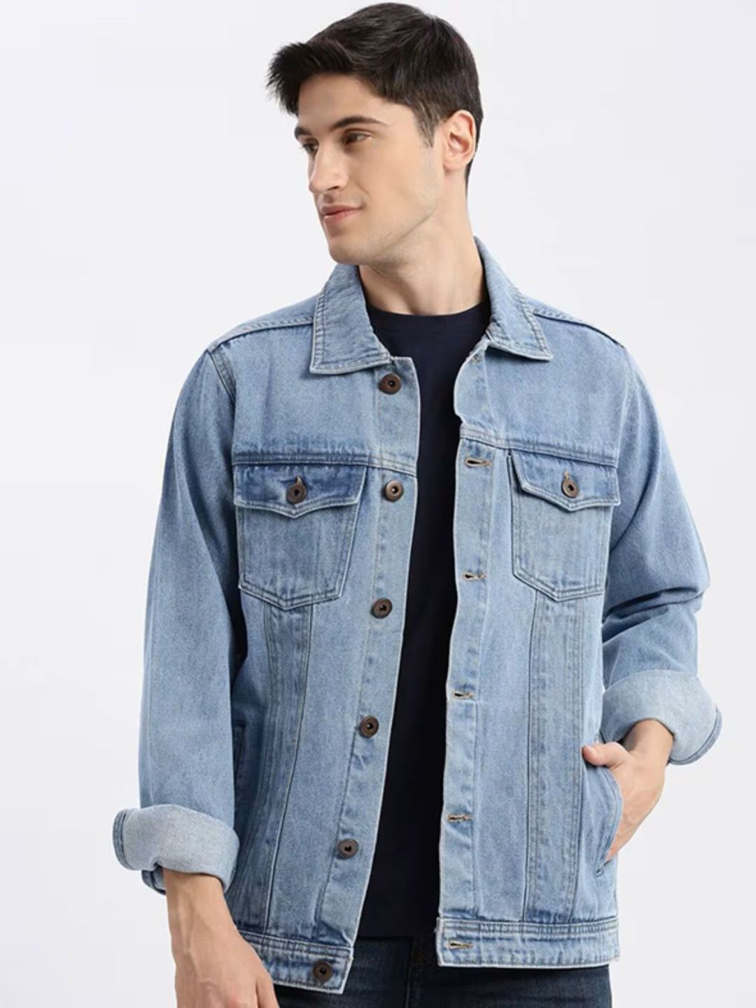Moda Rapido Spread Collar Denim Jacket-picture-30