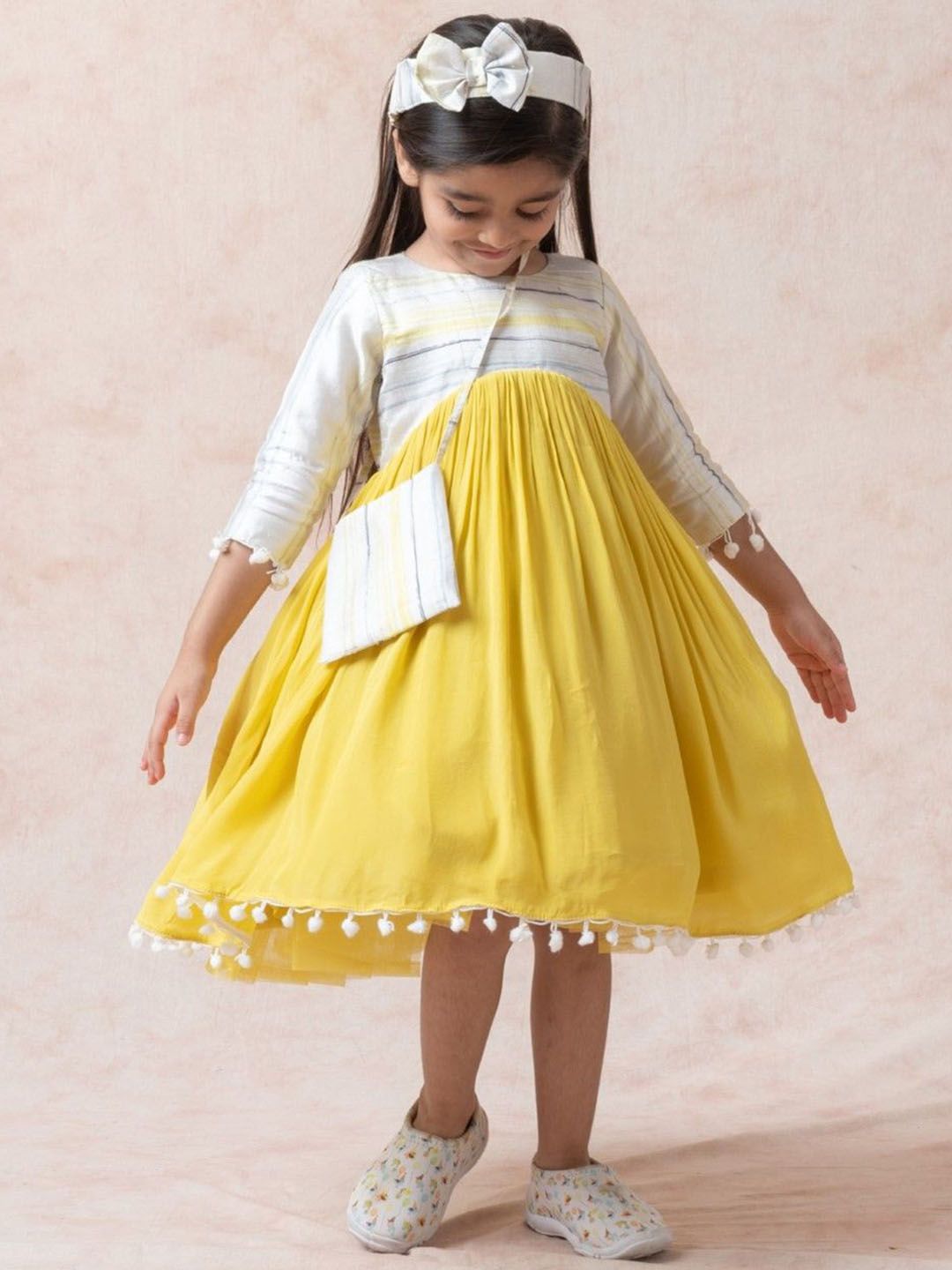 THETAA Girls Striped Round Neck Flared Empire Dress-image-23