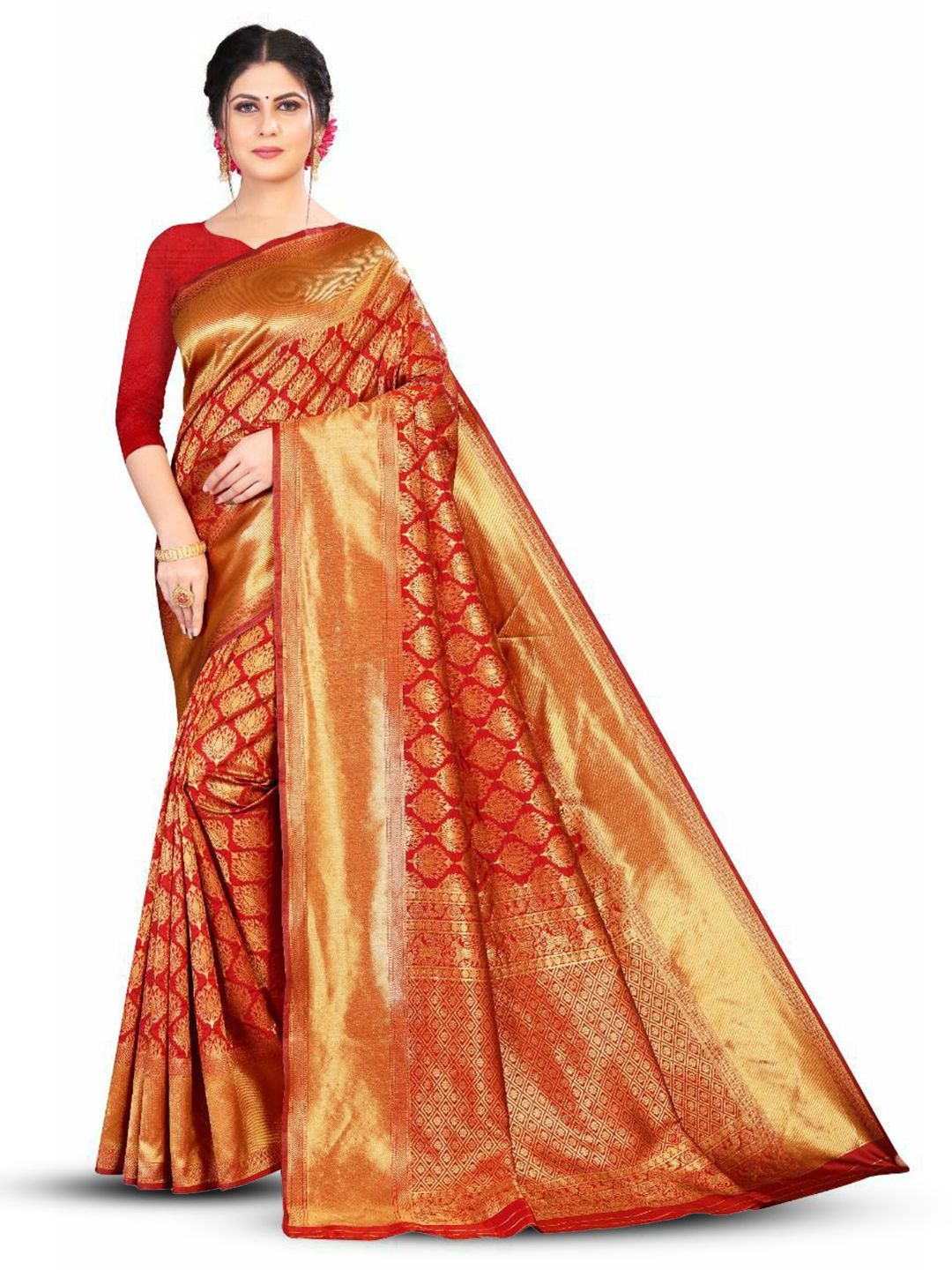 VILLE FASHION Ethnic Motif Woven Design Zari Banarasi Saree-picture-32
