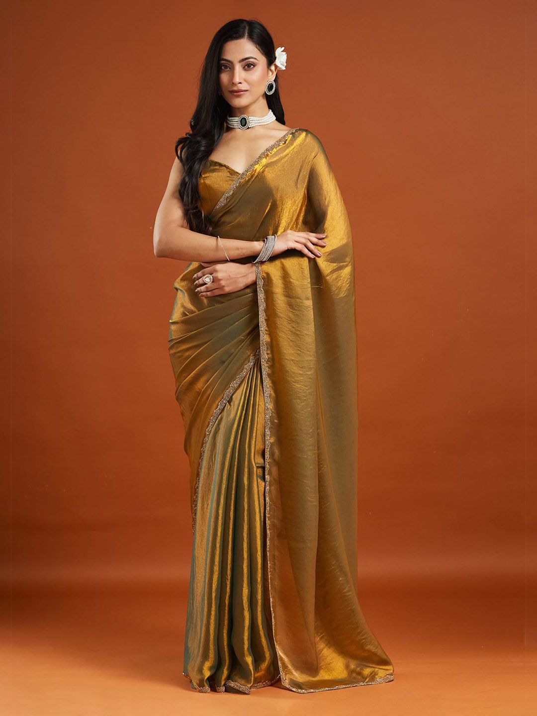 LOROFY Embellished Beads and Stones Border Saree-picture-31