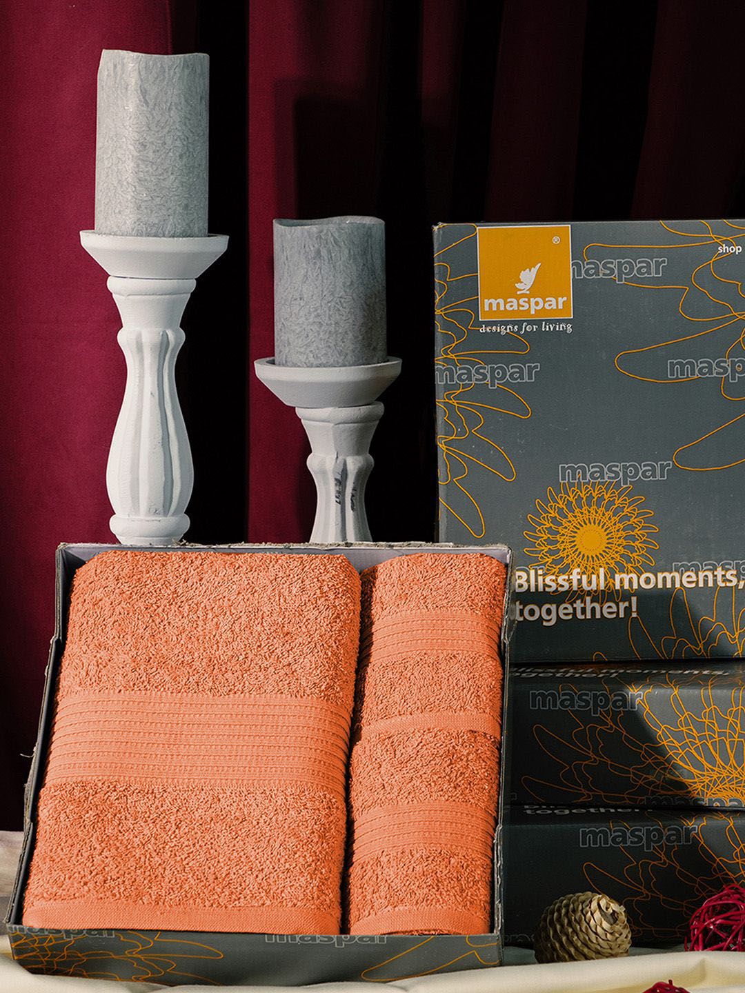 MASPAR Orange Colored 3 Pieces Pure Cotton 450 GSM Bath & Hand Towel Set-picture-19