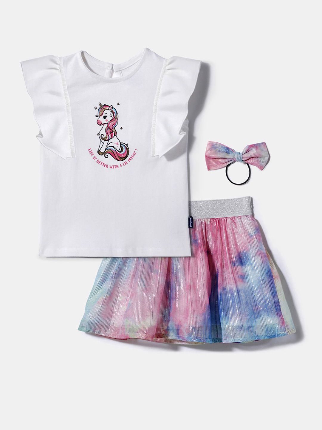 Nauti Nati Girls Printed Single Jersey Cotton Top With Skirt-picture-40