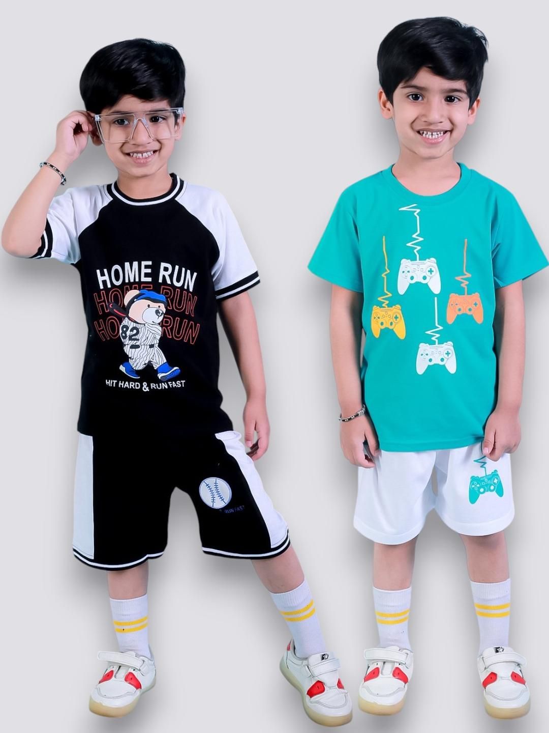 CHANDRIKA Pack of 2 Boys T-shirt with Shorts-picture-39