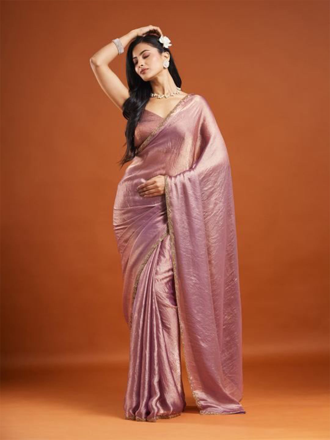 LOROFY Embellished Beads and Stones Jute Silk Saree-picture-40