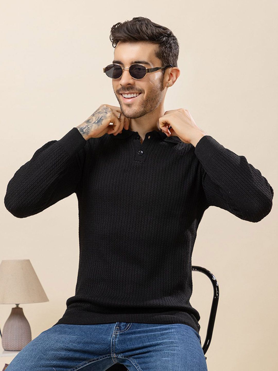 TYSORT Men Mock Collar Woollen Pullover-image-26