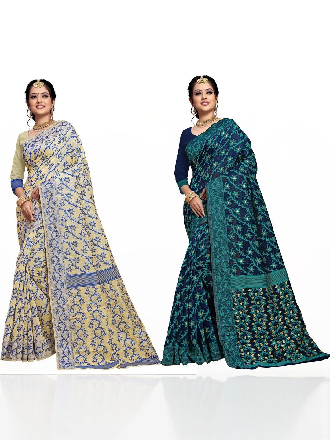 jayant creation Multicoloured Silk Cotton Jamdani Sarees-picture-16